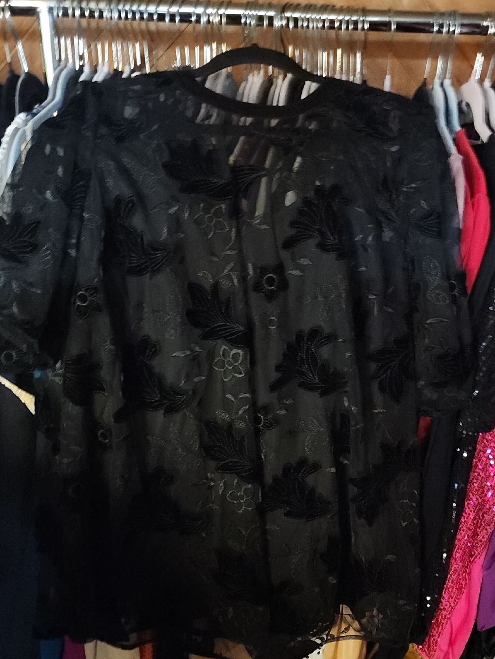 Black velvet floral top
